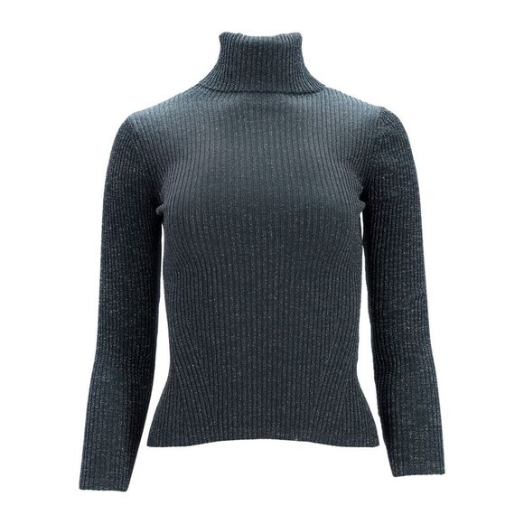 Zimmermann Shimmering Turtleneck Top in Green Viscose